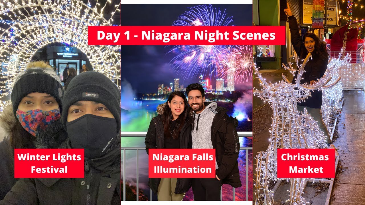 Niagara Falls Illumination at Night | Fallsview Room Tour | Winter Festival of Lights |Waddup Canada