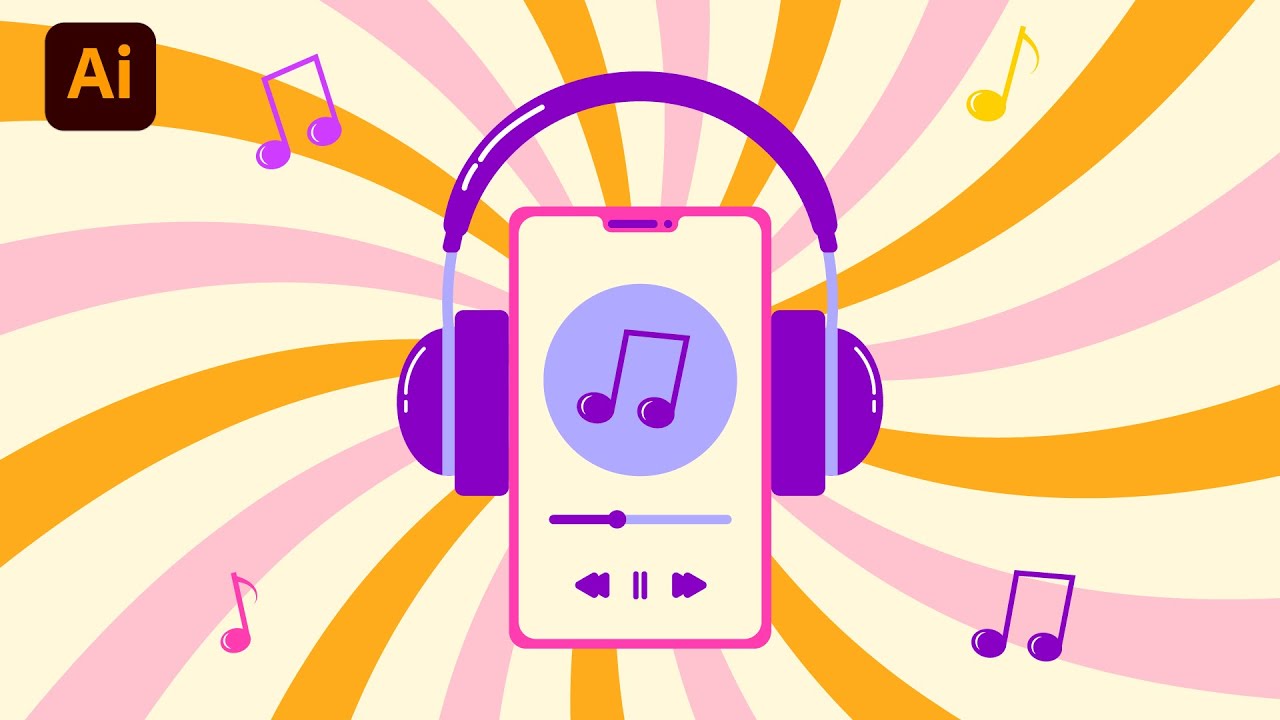 Retro Vibes: Drawing a Music Illustration in Adobe Illustrator 🎧🎵