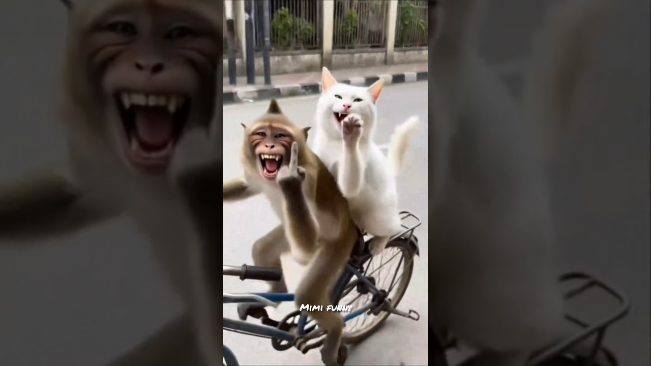 Обезьяна и кошка вполне заслуженно попали в аварию 😂😂😂