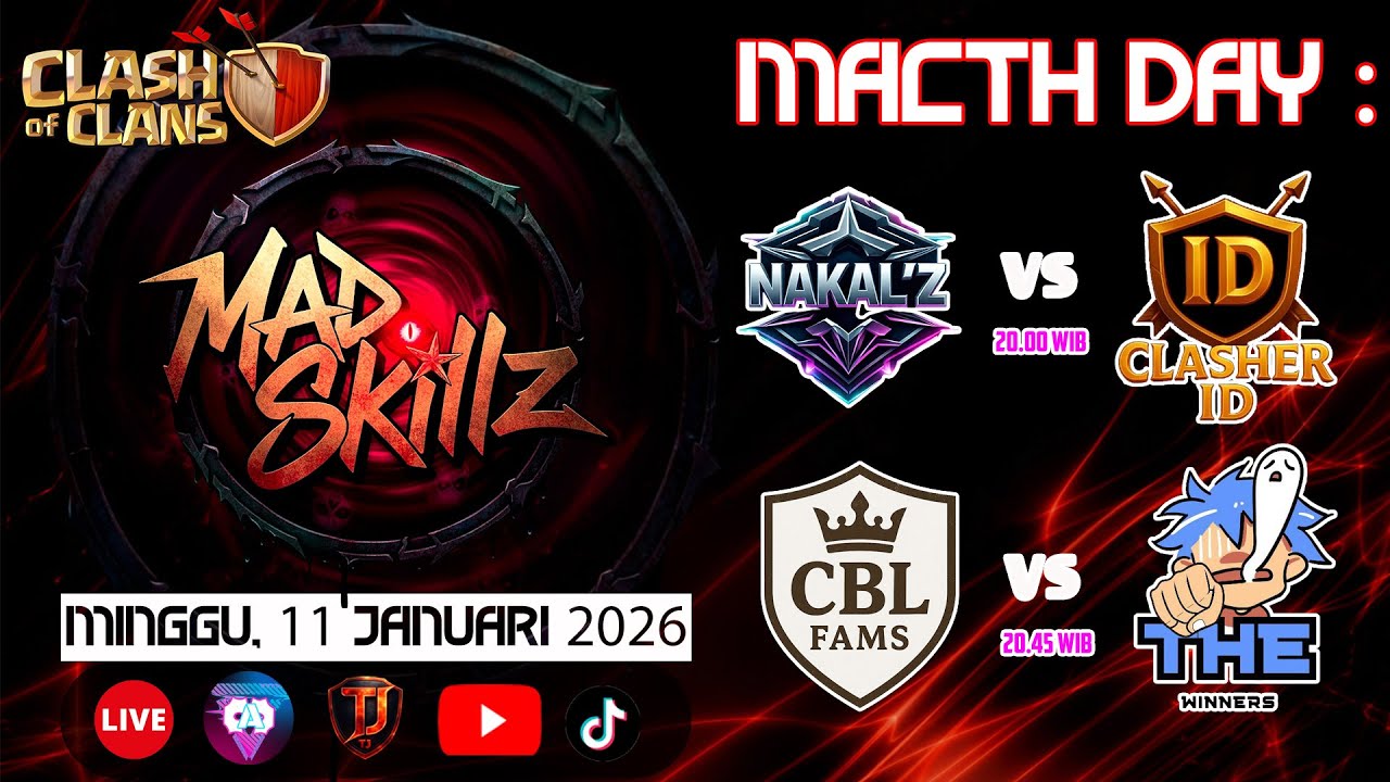 LIVE `Mad⭐Skillz X TJ Tournament BABAK 32 BESAR DAY 6 - Clash Of Clans