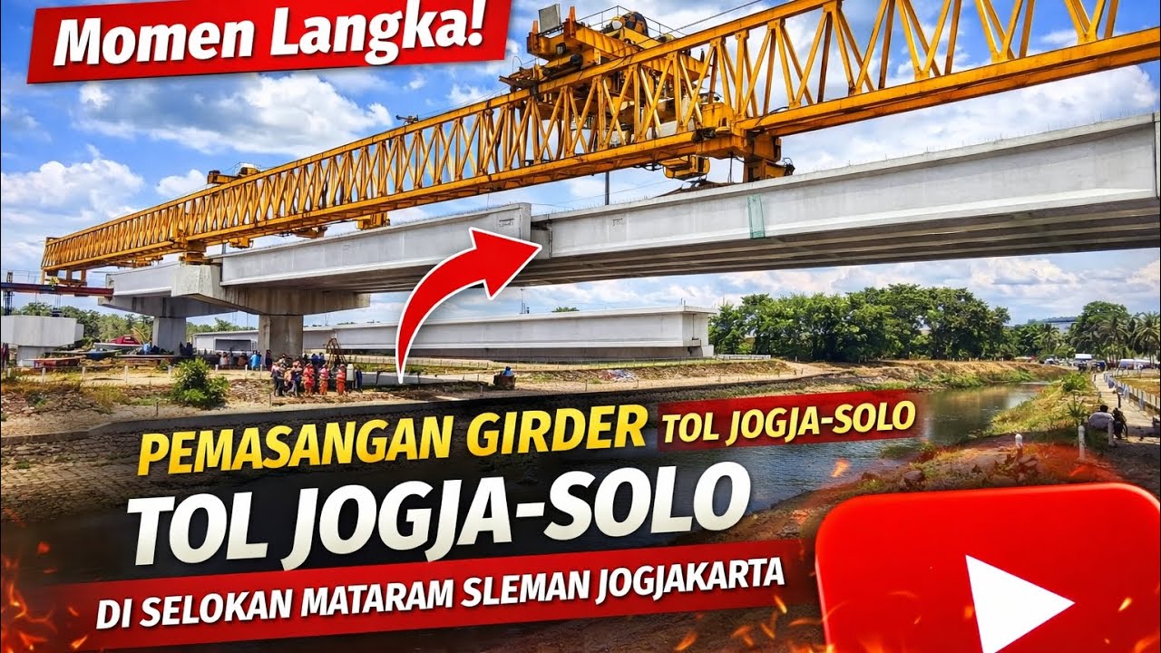 MOMEN LANGKA! PEMASANGAN GIRDER TOL JOGJA-SOLO di Selokan Mataram Sleman Yogyakarta