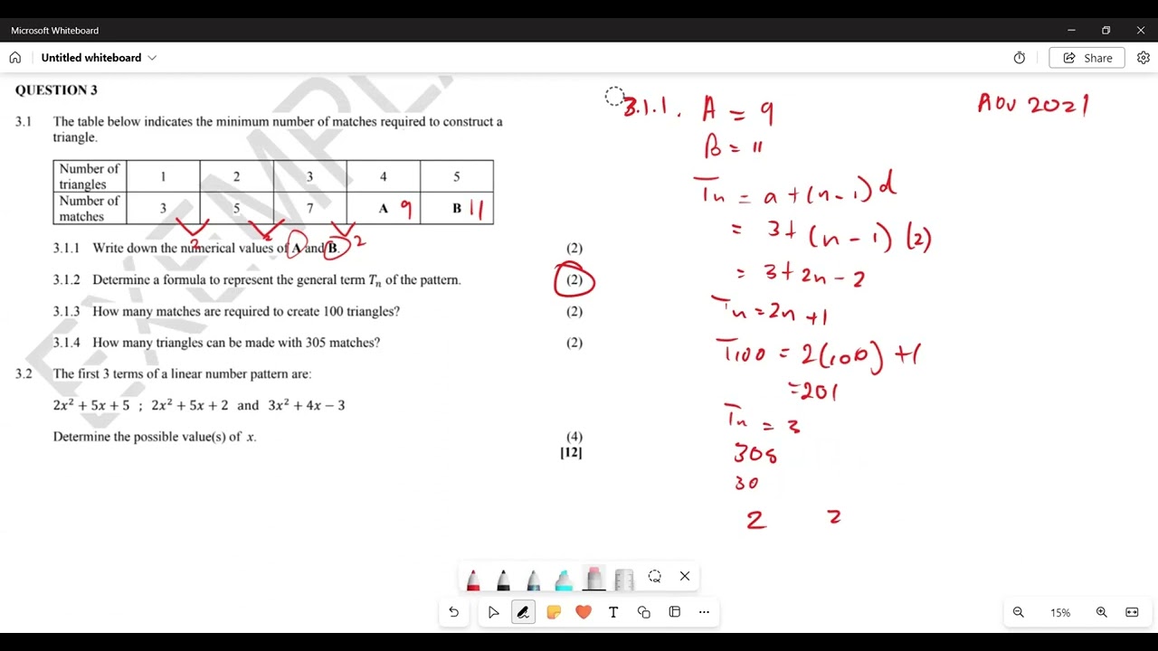 ARITHMATIC PATTERN GRADE 11| EXAM QUESTION NOV 2021| NUMBER PATTERNS