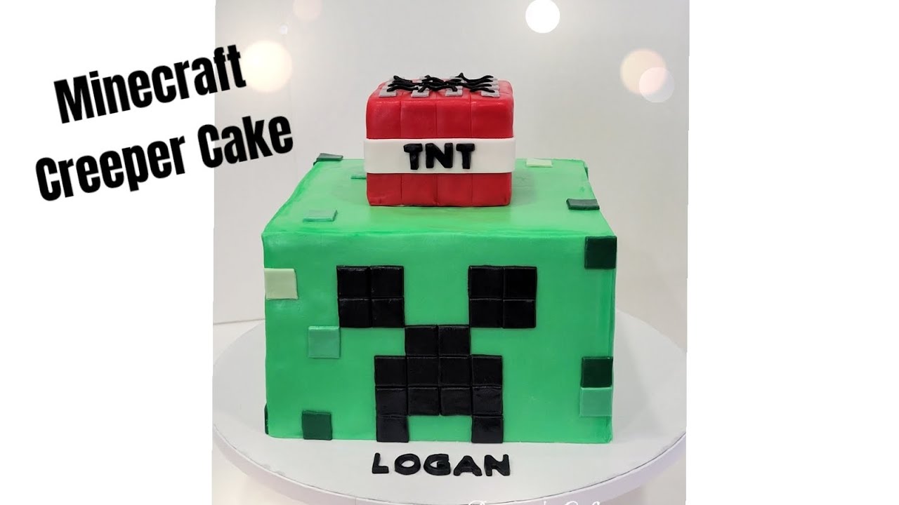 Minecraft Creeper Cake Tutorial - How to make it using fondant paneling method