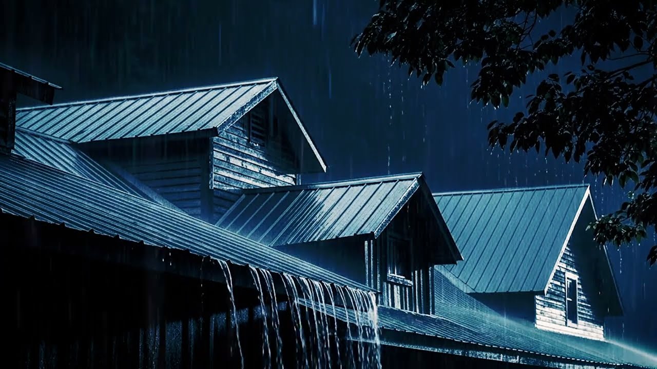 Fall into Peaceful Sleep with Heavy Rain & Thunder Booming on Old Metal Roof