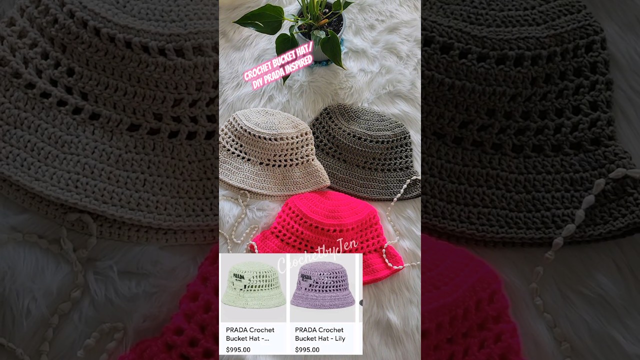 Crochet Bucket Hat/DIY Prada Inspired #crochet #gantsilyo