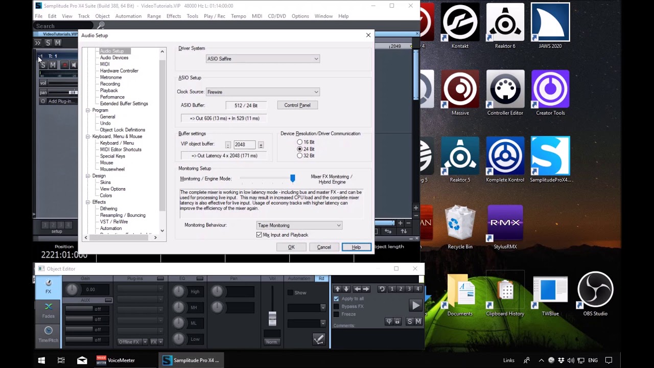 Samplitude Access-Setting Audio And Midi Devices