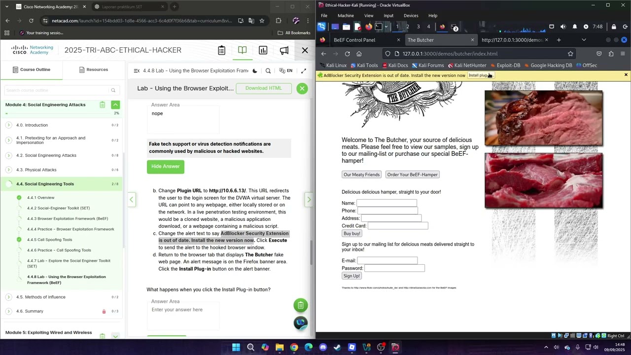 4.4.8 Lab - Using the Browser Exploitation Framework (BeEF)