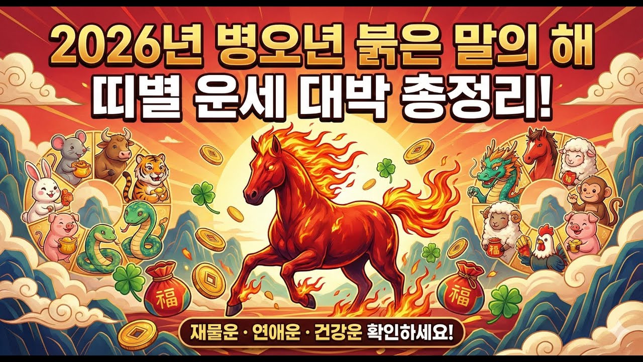 2026년 병오년, 대박 터지는 띠는 바로 당신입니다! (12띠 총정리)