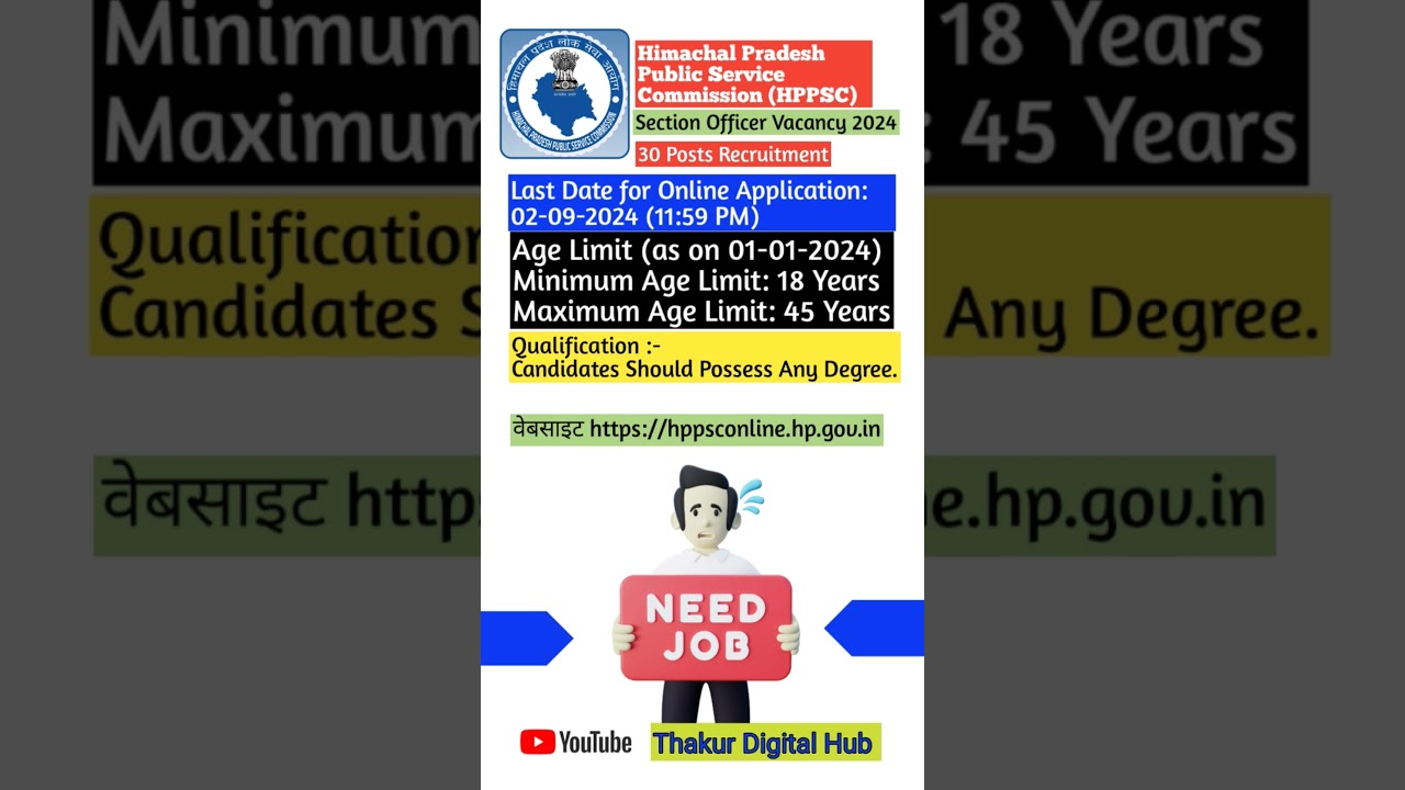 Hppsc Latest Jobs 2024| Section Officer Recruitment 2024| Govt Jobs in Himachal 📢☺️🤩