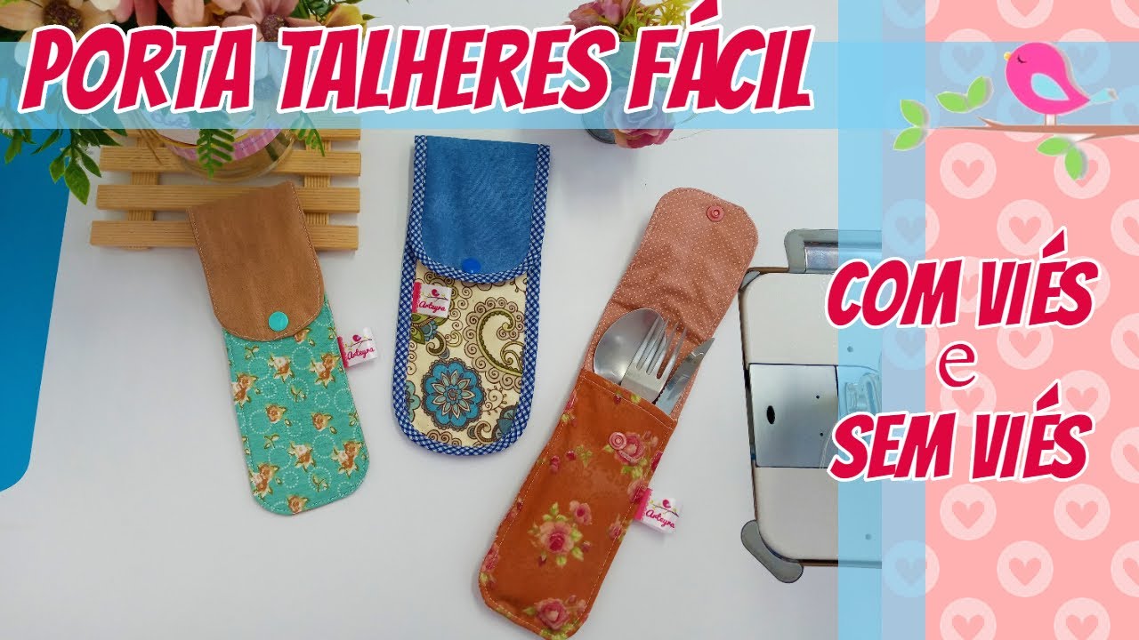 Porta Talheres Fácil COM e SEM Viés - Costura com Retalhos
