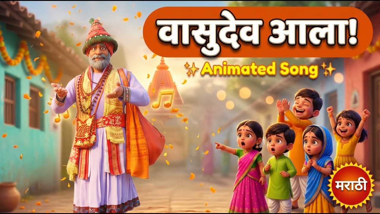 वासुदेव आला हो ! 🎵 Animated Version for Kids | Vasudev Aala Folk Song | Devotional Song