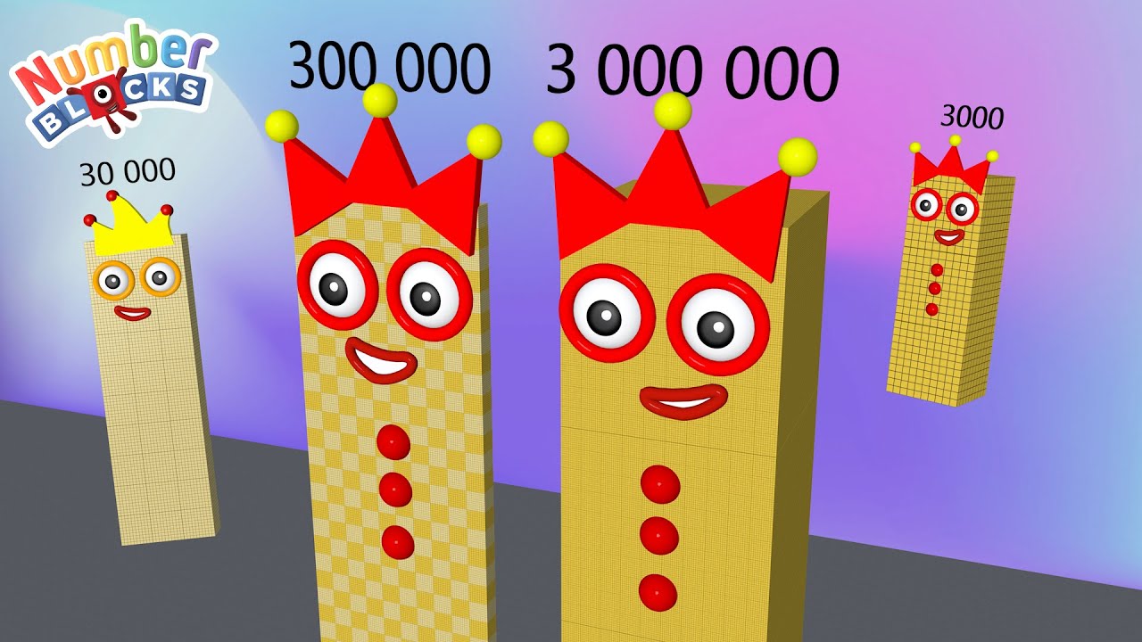 Looking for Numberblocks Standing Tall Comparison 3 30 300 3000 300,000 to 3,000,000 Million