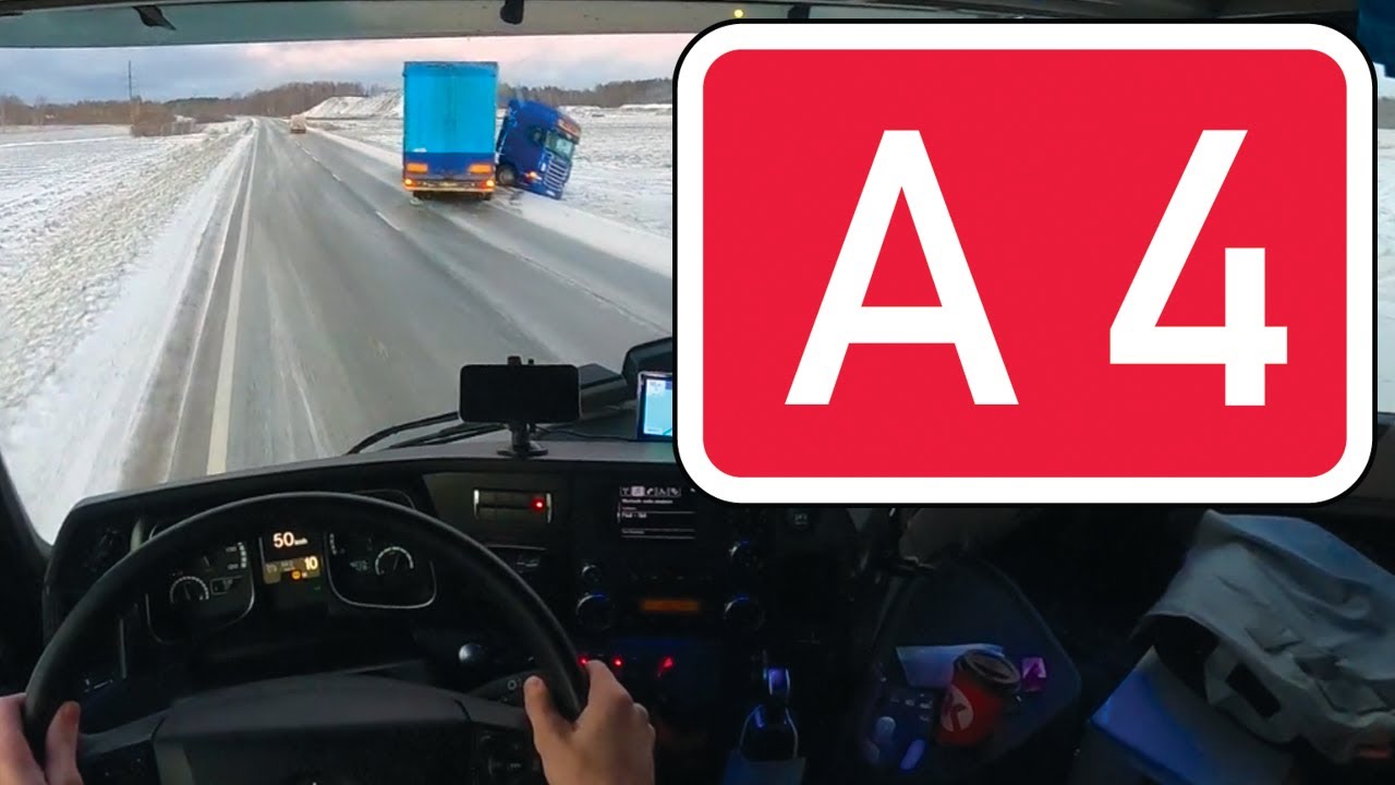 High wind and ice in Latvia - Mercedes Actros 1845LS