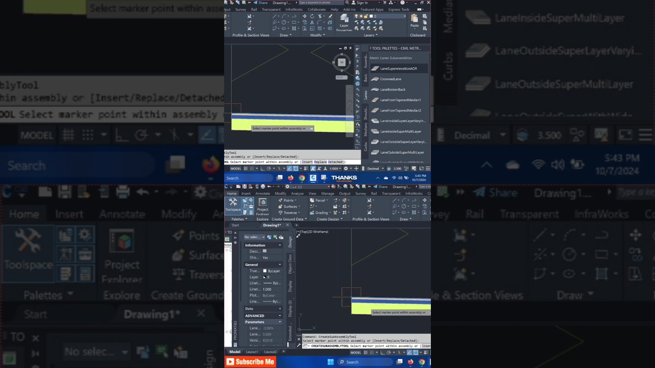 How to Create Assembly in Civil 3D | AutoCAD Civil 3D #autocadcivil3d #cad