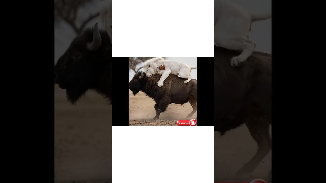 &ldquo;White Lion vs Bison: The Savage Protector of the Wild!&rdquo; #amazingnature #animals  #wildlife #lion