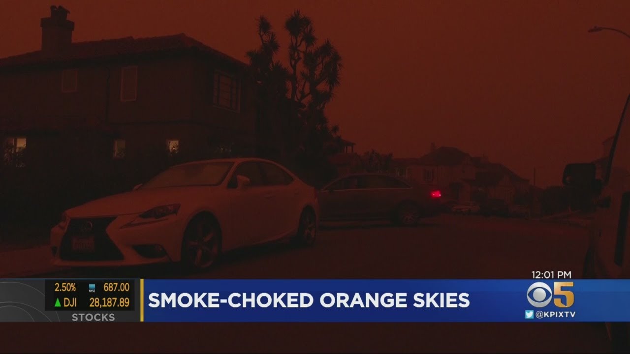 Smoke-Choked Skies Cast Eerie Dark Orange Glow Over Bay Area
