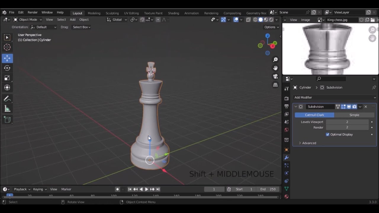 How to make a King Chess in Blender