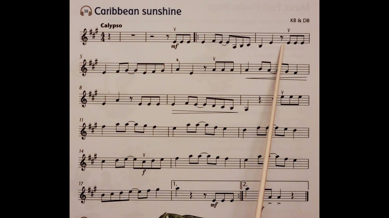 38 Caribbean Sunshine piano accompaniment at rehearsal speed