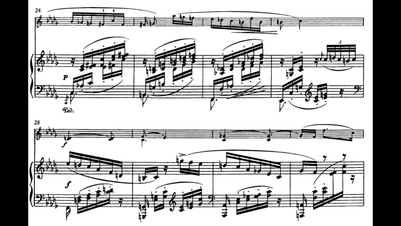 Three Romances for Violin and Piano, Op  22, Andante molto (C. Schumann) Score Animation