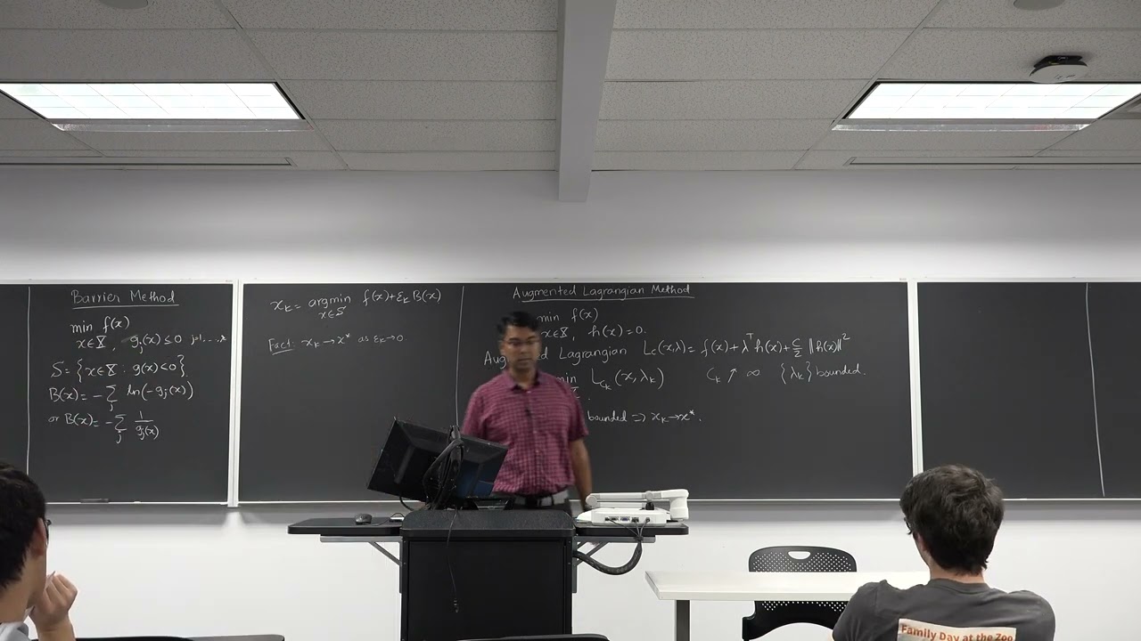 ECE 5500 Lec 21: Barrier method and augmented Lagrangian method