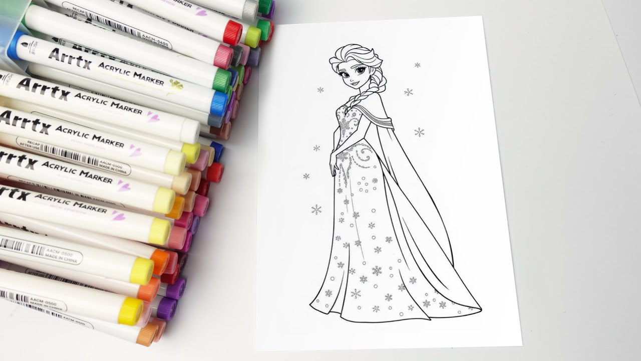 ASMR Coloring Princess Elsa ❄️ Satisfying Art