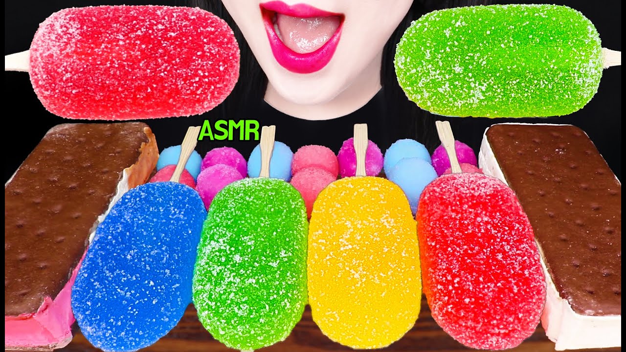 ASMR RAINBOW ICE CREAM DOESN'T MELT, ASTRONAUT ICE CREAM 우주 아이스크림, 녹지 않는 아이스크림 먹방 MUKBANG