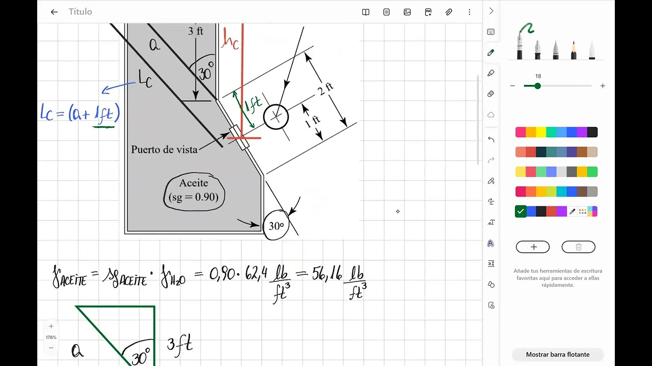 Ejercicio 4.22 - Fuerzas ejercidas sobre áreas planas sumergidas - Robert Mott.