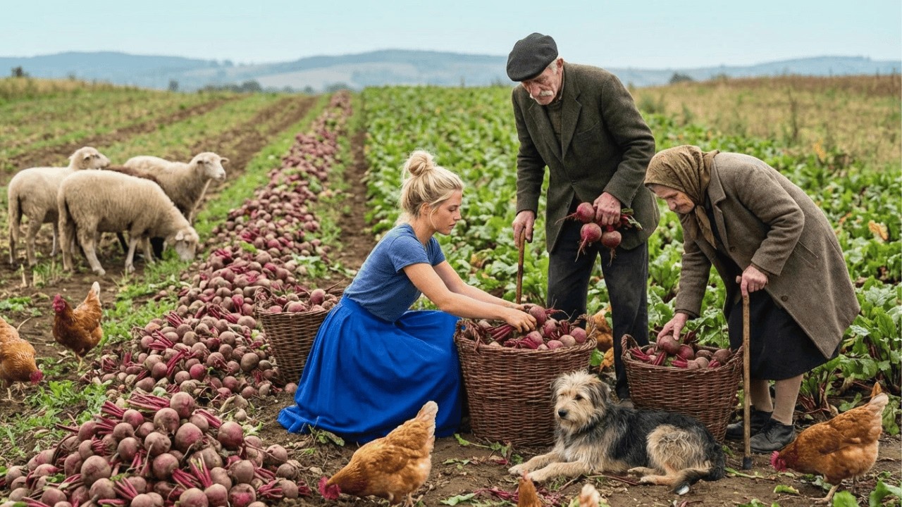 Peaceful countryside life: A day harvesting garden beets  (Farm fresh ASMR)