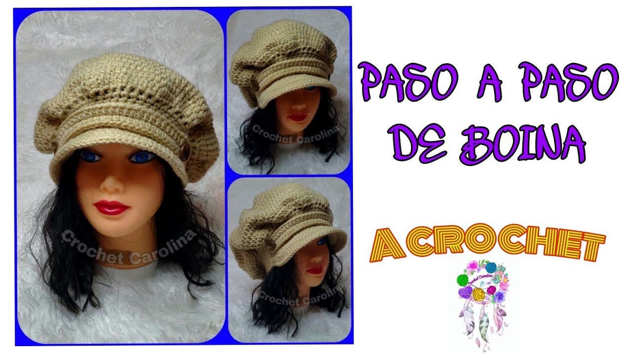 Boina a crochet con visera paso a paso punto básico