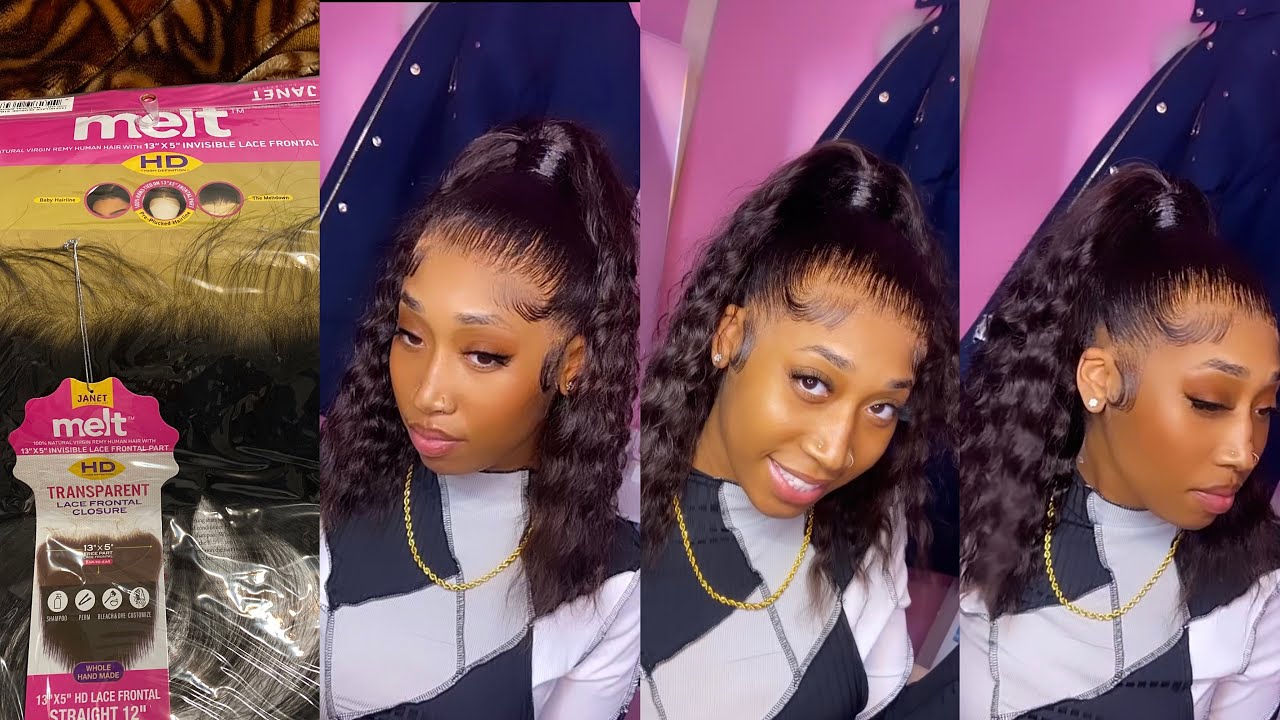 Sleek High Frontal Ponytail Tutorial Using Beauty Supply Store Frontal| JANET COLLECTION HD LACE