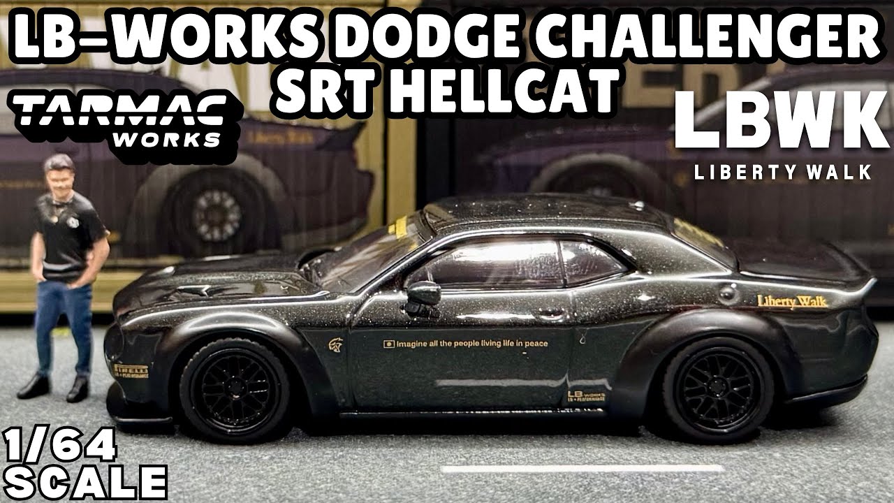 Unboxing 2025 Tarmac Works LBWK Dodge Challenger Hellcat + Container Set | Metallic Black | Review