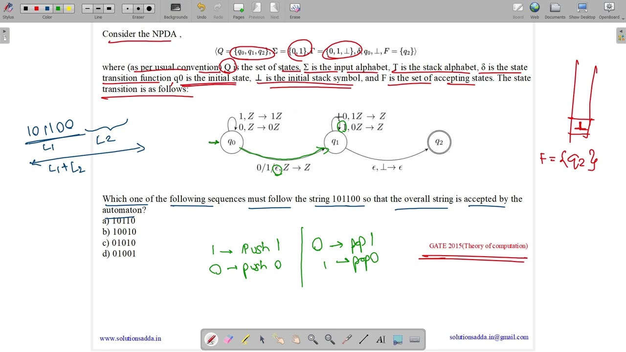 GATE 2015 SET-1 | TOC | NPDA | TRANSITION | SOLUTIONS ADDA | GATE TEST SERIES | EXPLAINED BY VIVEK