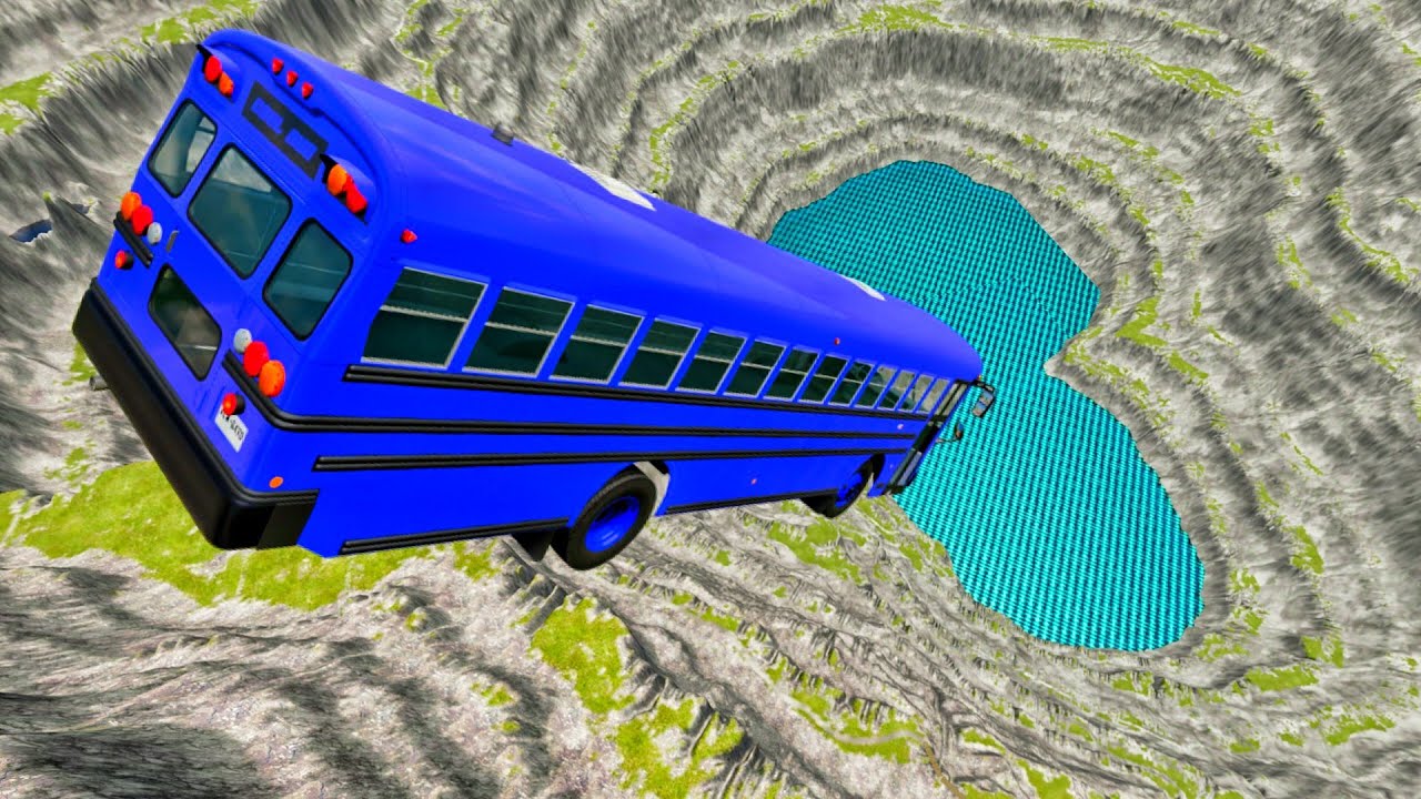 🚍 School Bus Jumps Into DEATH PIT! 💀 Extreme Crash Simulation | BeamNG