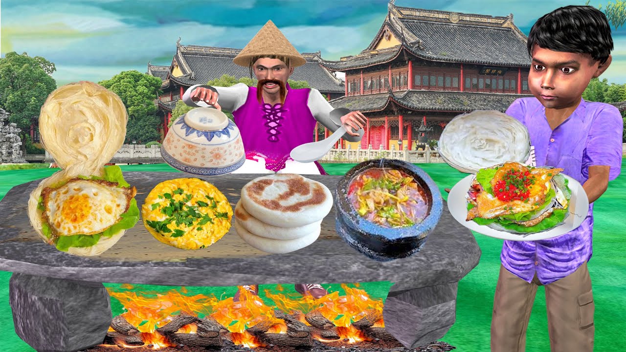 Chinese Burger Slate Omelette Chinese Burger Street Food Hindi Kahani Moral Stories New Comedy Video