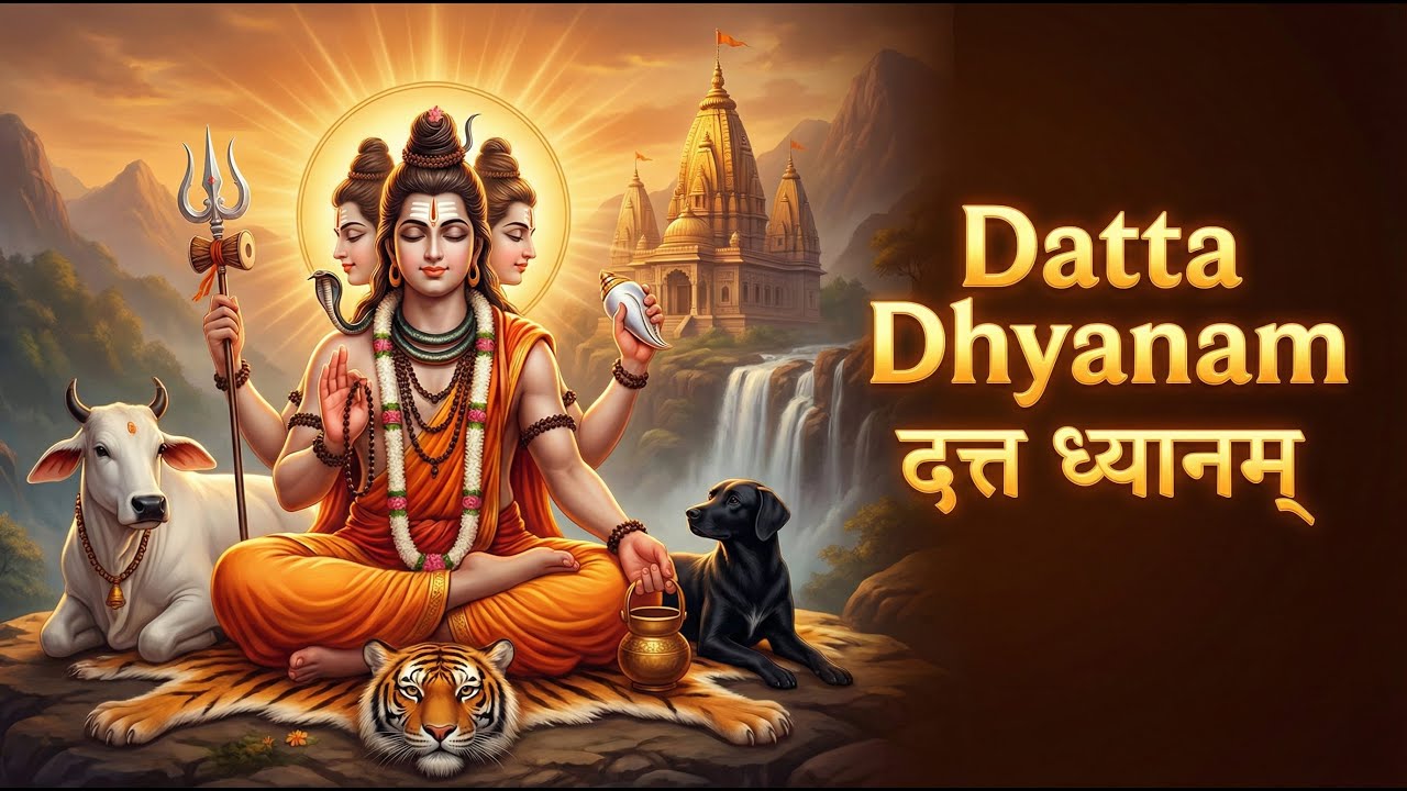 Datta Dhyanam | दत्त ध्यानम् | श्री दत्तात्रेय ध्यान श्लोक | Powerful Meditation Stotram | Dattatrey