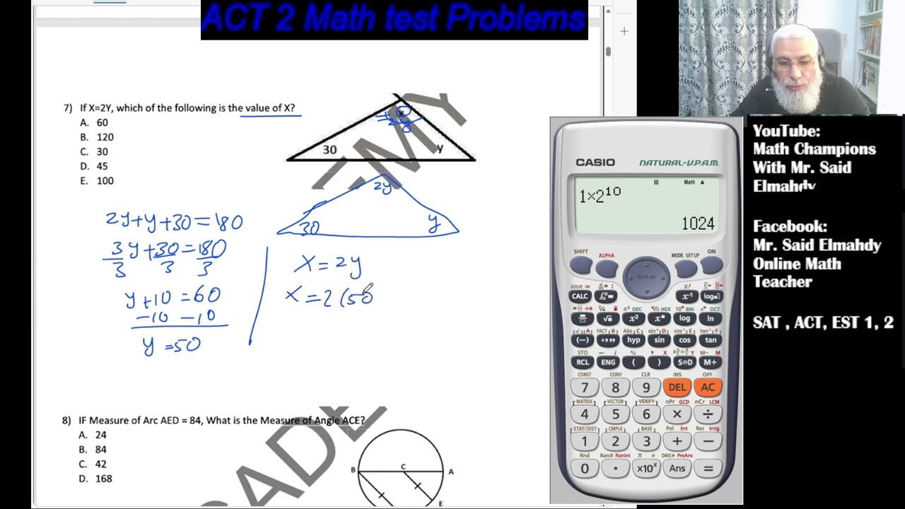 ACT 2 002 Math subject test Solving problems with Mr. Said Elmahdy #mathtutor
