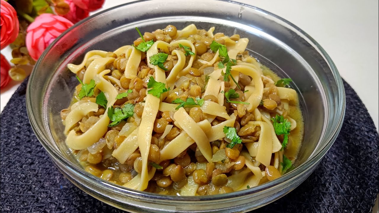 رشتاية بدون عجين | بمعكرونة عريضة وطعمها مثل التقليدية