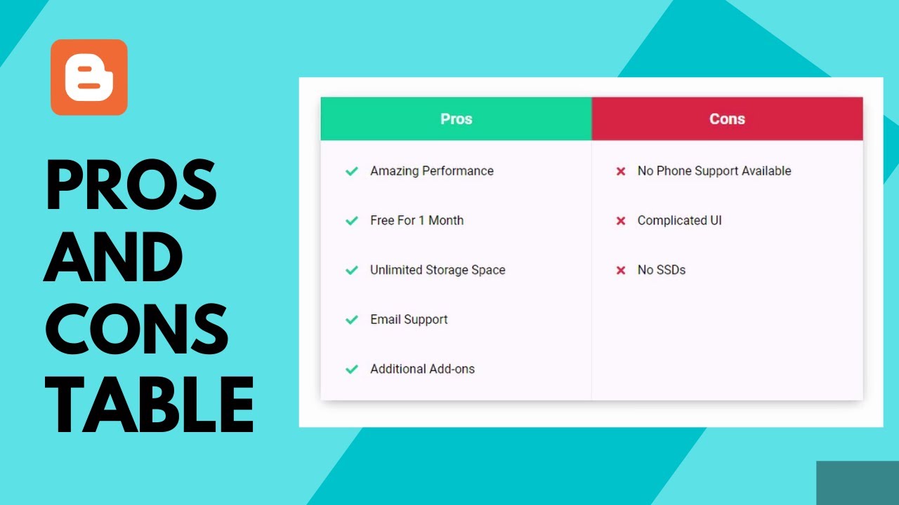 How To Add Responsive Pros And Cons Table To Your Blogger Website
