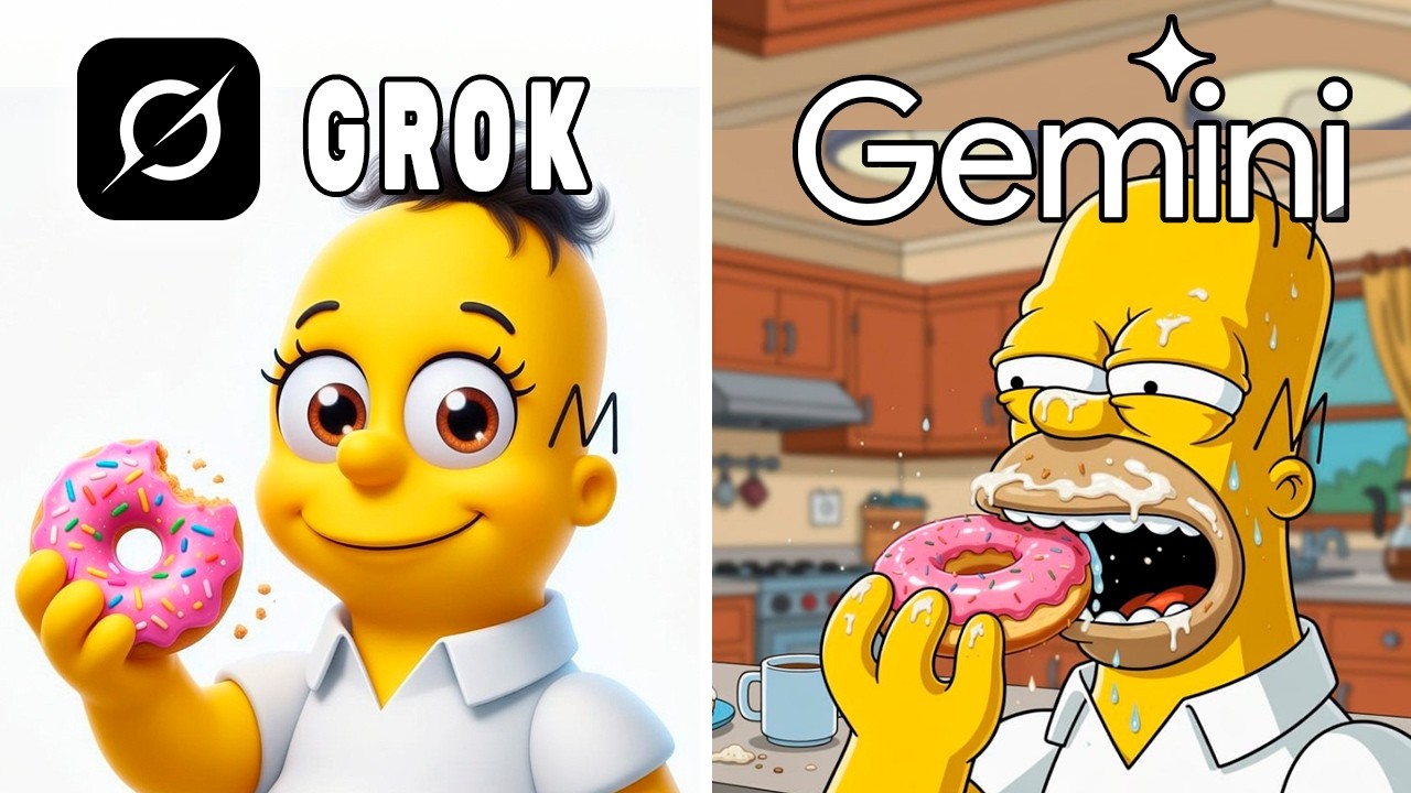 Grok vs Gemini Remake iconic Scenes From  “The Simpsons”