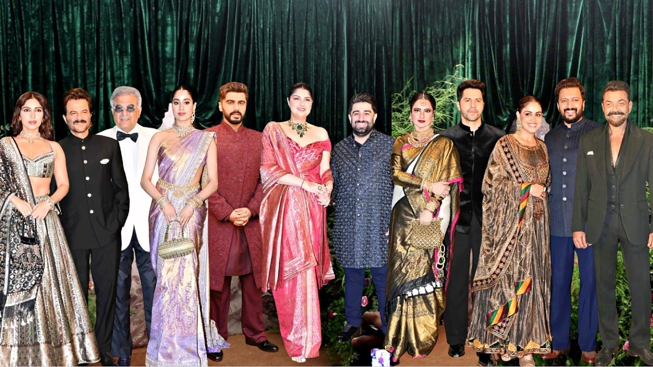 Boney Kapoor Daughter Anshula Kapoor Wedding Reception - Janhvi, Arjun, Rekha, Bobby, Varun, Ritiesh