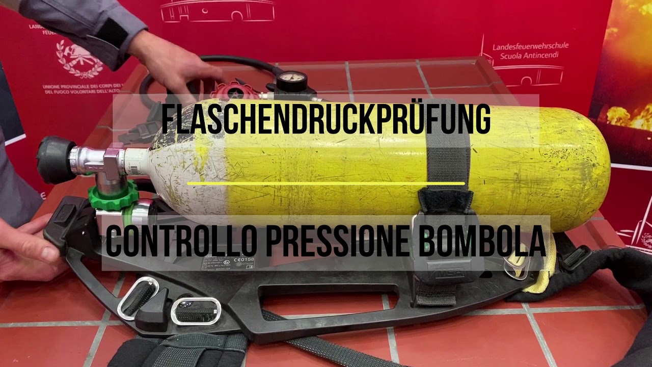 Montage Atemluftflasche und Kurzprüfung / Montaggio bombola e controllo breve