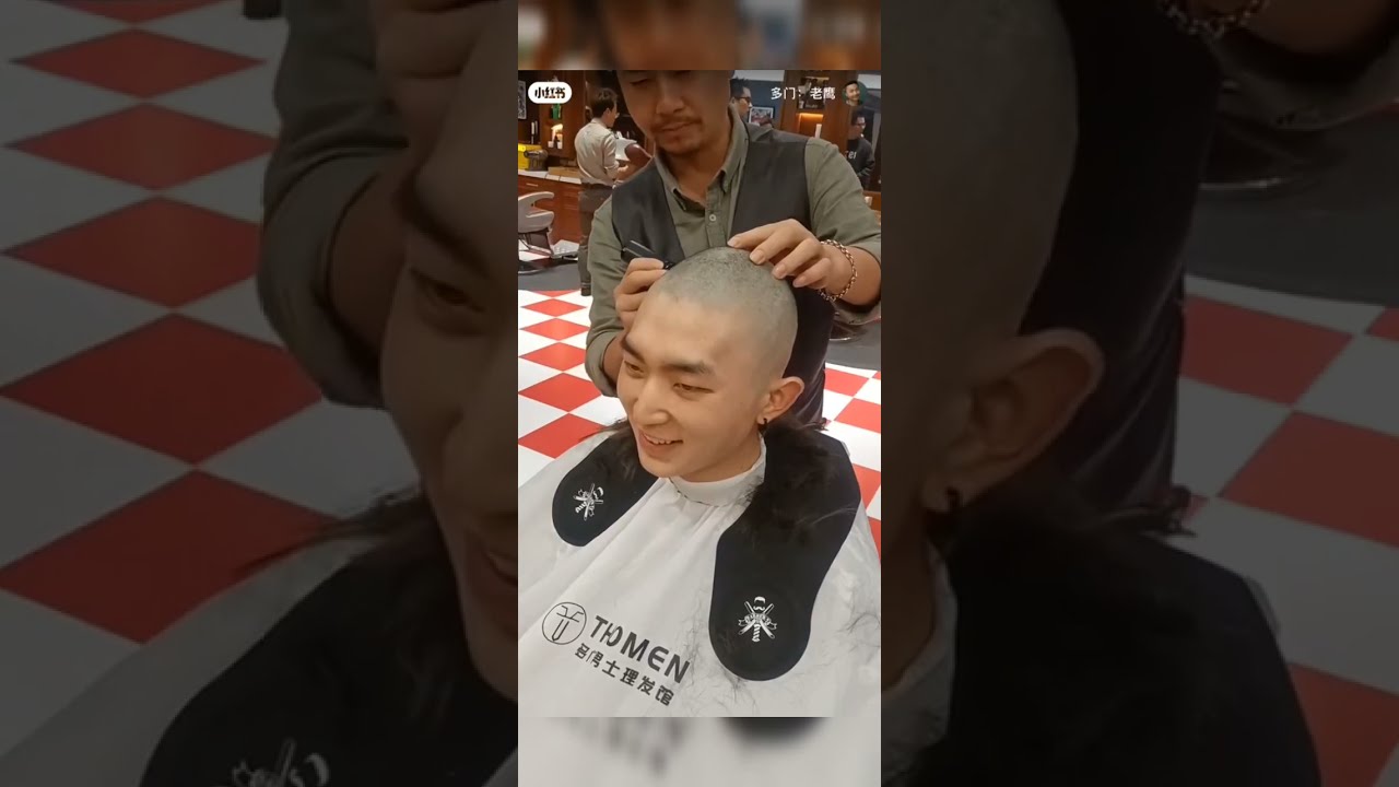 超帅男孩刮光头
