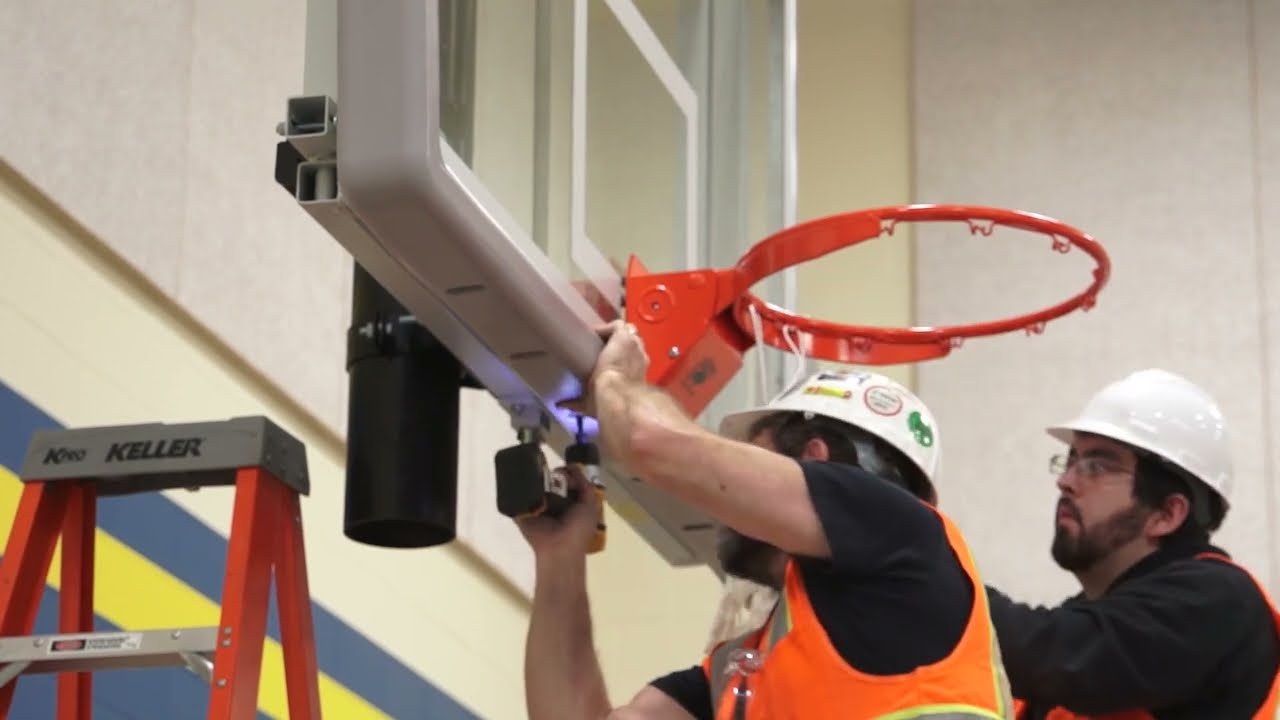 IPI by Bison's Y-Frame Ceiling Suspended Basketball Backstop Installation