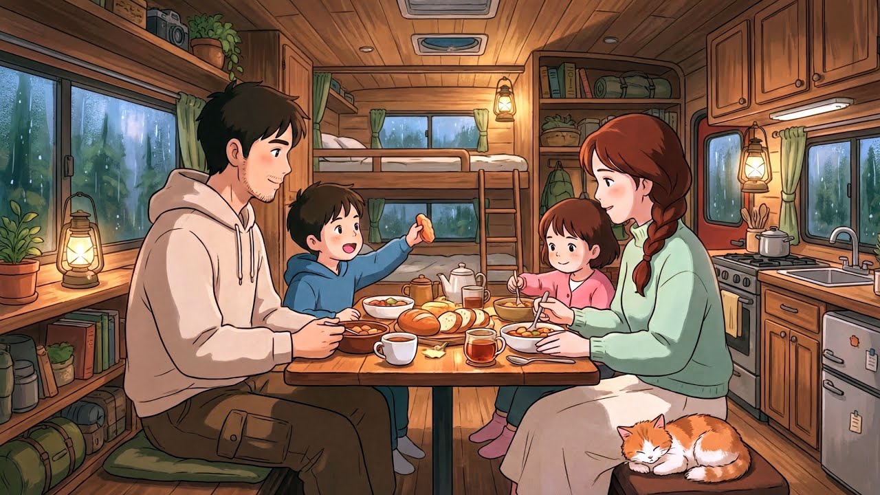 From Sunrise to Sunset | Peaceful Family Journey & ASMR Cooking | Ghibli style ASMR 