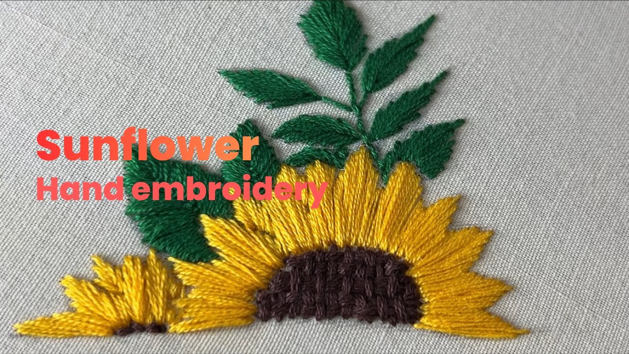 Easy sunflower 🌻 hand embroidery for beginners.#embroidery #handembroidery 