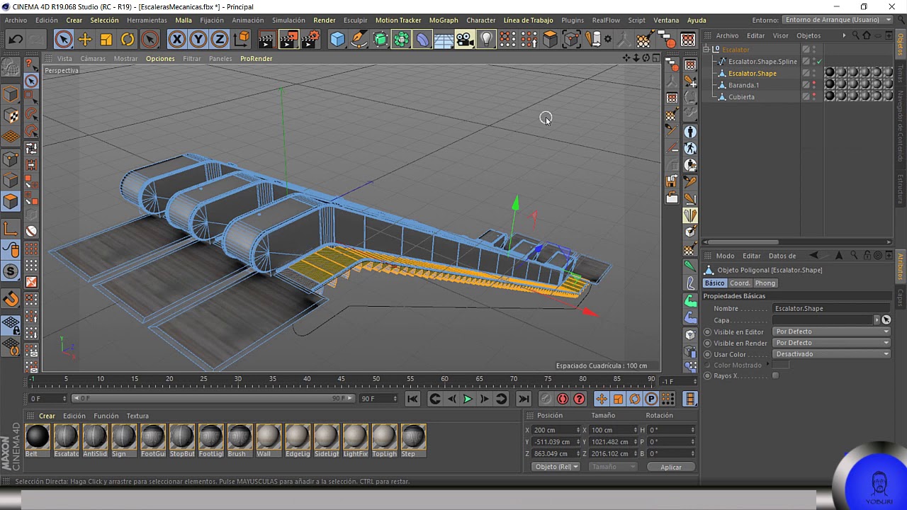 Animate escalator in Cinema 4d with MoGraph for later use in Iclone