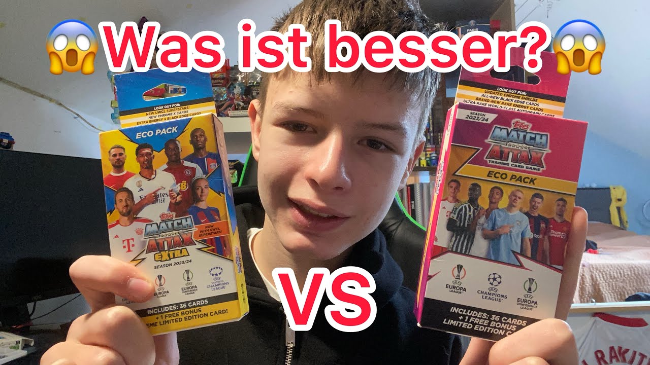 Fußballkarten Battle zwischen Match Attax normal Vs Match Attax extra😱 ich teste, was besser￼ ist😱