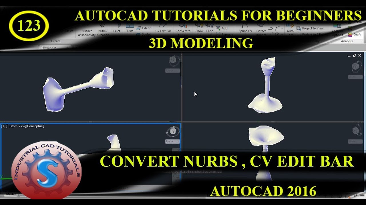 CONVERT TO NURBS || CV EDIT BAR || BASIC TUTORIALS FOR BEGINNERS || AUTO CAD 2016