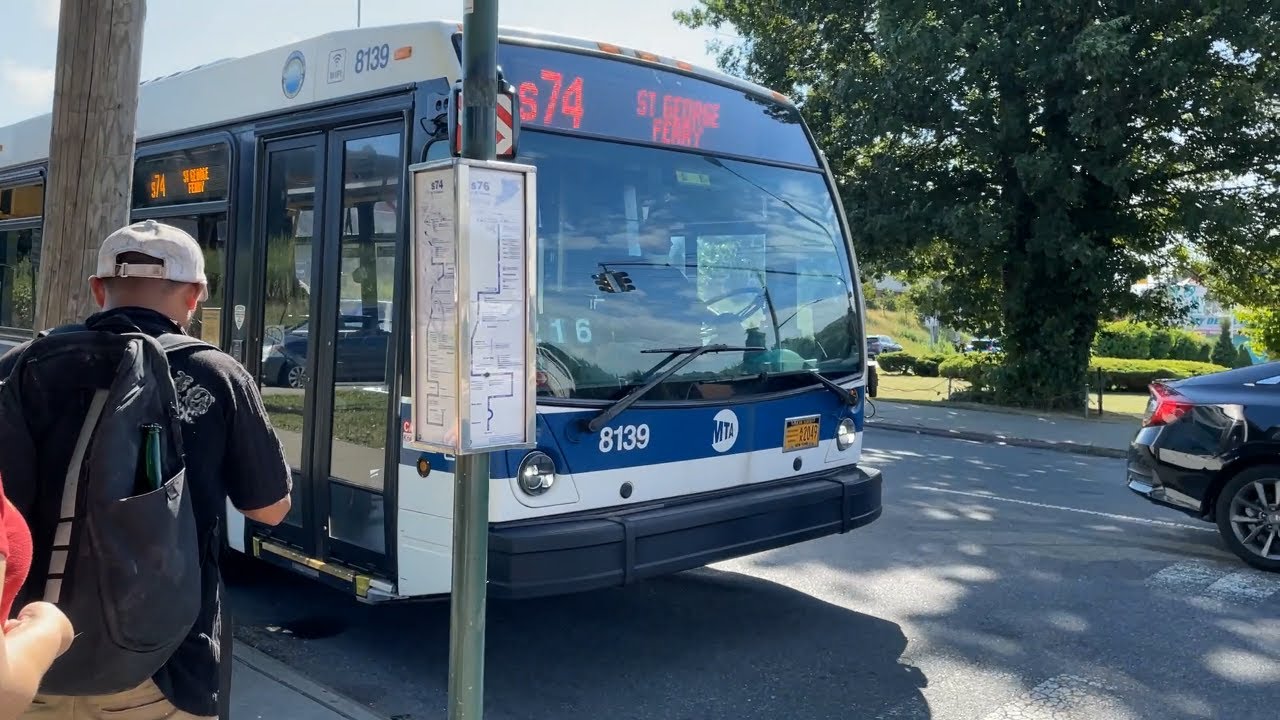 MTA S74 bus #8139 full ride from Targee St & DeKalb St to St George Terminal Ramp C.