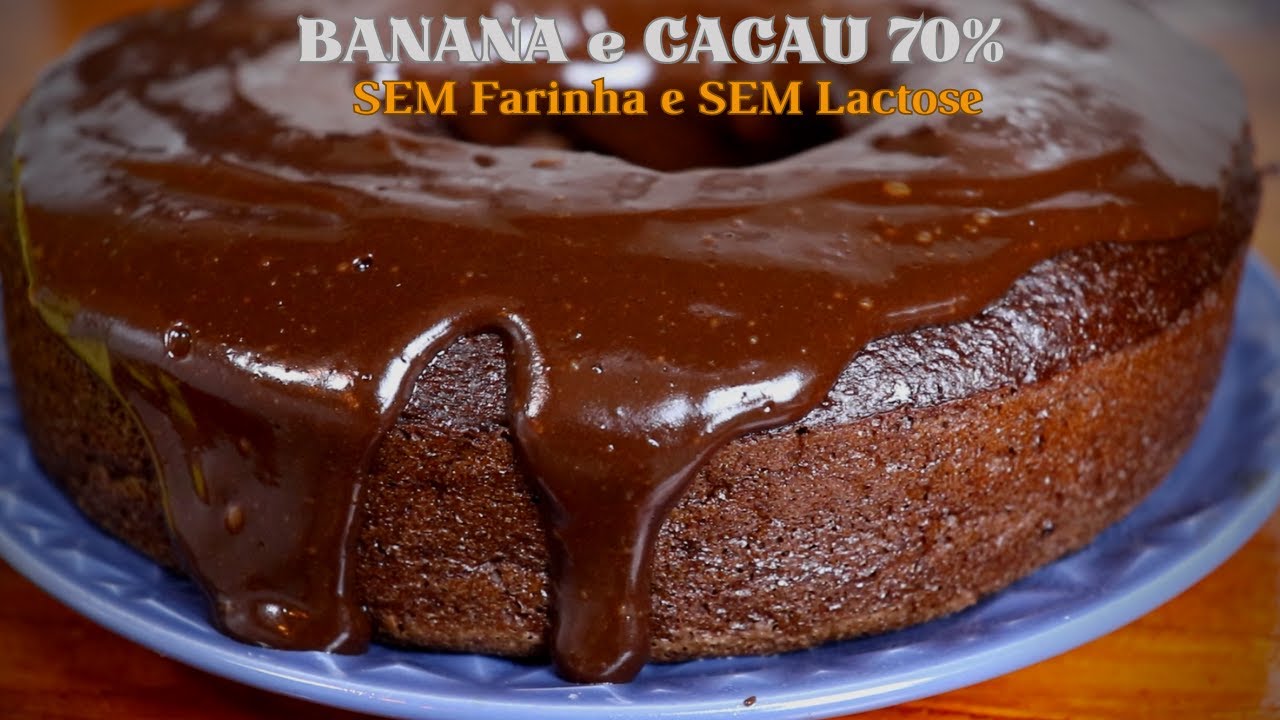 BOLO DE BANANA com CACAU 70% SEM Farinha SEM Lactose de Liquidificador